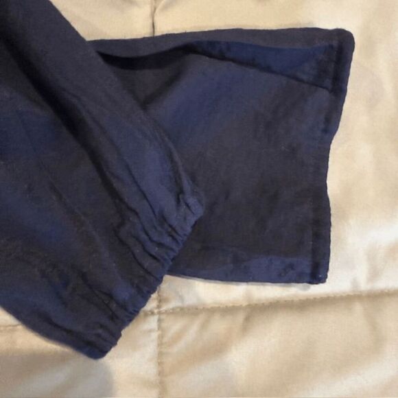 Maje Long Sleeve Mini Dress Navy Blue Tie Front Cinched Waist REPAIR Size Small - Picture 10 of 15